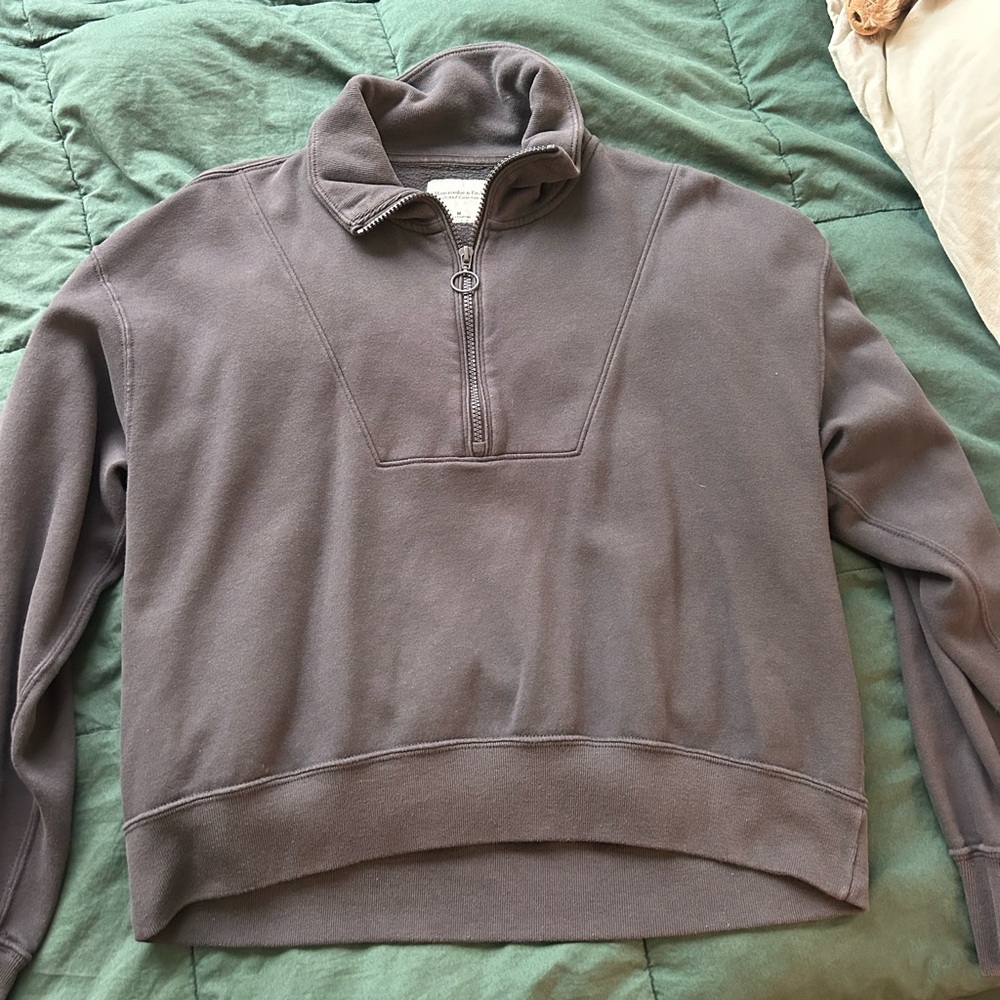 Abercrombie & Fitch Gray Zip Up Sweater